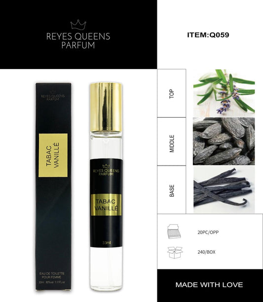 Perfume EAU DE TOILETTE TABAC VANILLE POUR FEMME 33ML – Elegancia Cálida en Formato de Bolsillo