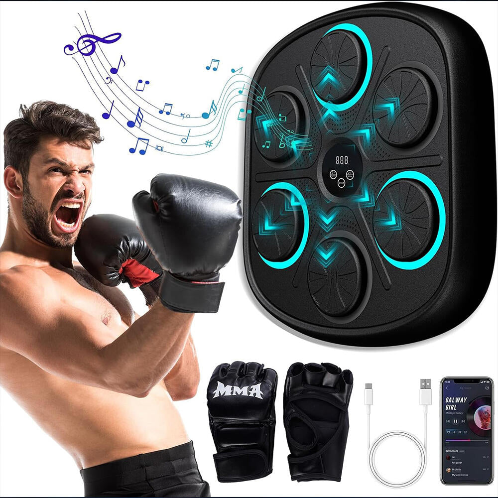 Máquina de boxeo musical con guantes de boxeo 3.0 tobillera de Compresión y Masajeador de pies de Regalo